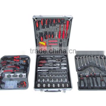 LB-428 186pcs screwdriver set sockets set wrench set hand tool set hand tool kit with sliver aluminium trolley tool case