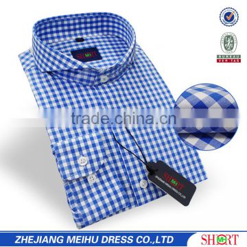 semi cut-away collar men check shirts