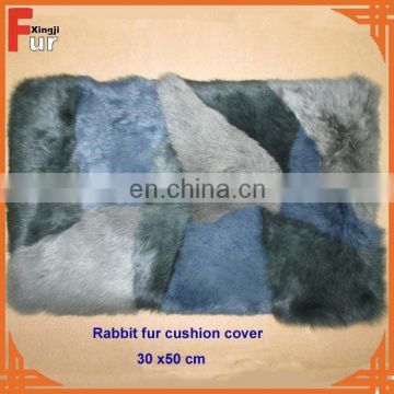 Chinese Manufacturer 30x50cm Patchwork Rabbit Fur Pillow Case