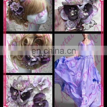 Aidocrystal lilac lace flower rhinestone flower headband bridal fascinators