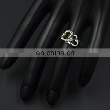 MCR-0008 In stock fashion wedding wholesale latest double heart design ring for girls