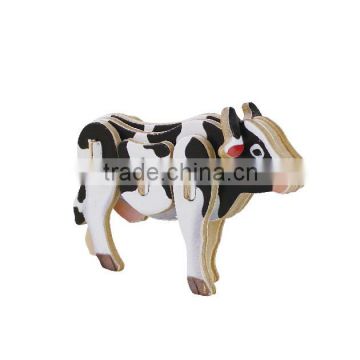 2014 New Robotime 3D DIY Educational Animal-shaped Wooden Puzzle-Cow