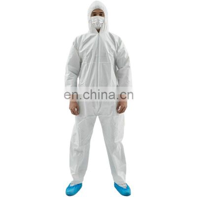 White/Blue Disposable Hooded Microporous Coveralls Wholesale Disposable Overall Suits
