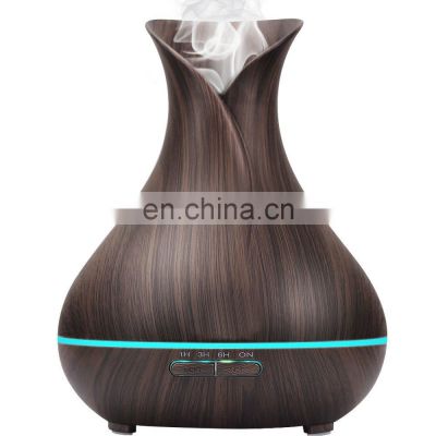 Portable ultrasound machine vase shape wooden paint ultrasonic aroma diffuser 400ml