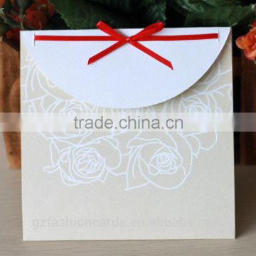 2015 Simple Handmade Nepali Paper Wedding Cards with bowknot