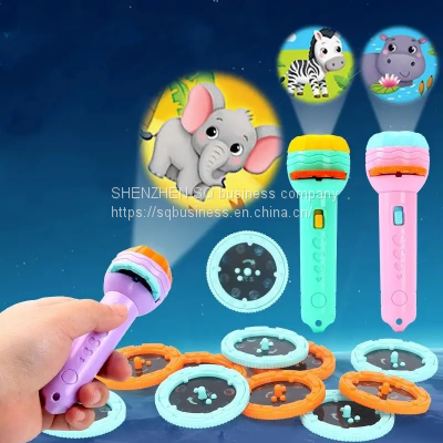 Baby Sleeping Story Book Flashlight Projector Cartoon Torch Lamp Toy Kids Toy Education Flashlight Projector Torch Lamp Toy