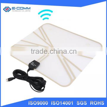 E-comm UHF/VHF Best-selling Indoor TV Antenna with Amplifier 50+Mile DVB-T2 Antenna Paper Thin Digital HDTV antenna