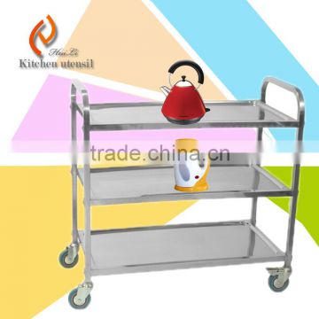 Heavy duty three tiers commercial stainless steel bakery trolley cart in restaurent hotel easy move with wheels