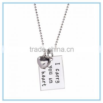 I Carry You In My Heart Tag Stainless Steel Necklace