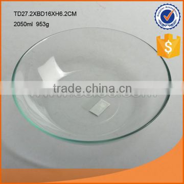whole sale D27.2cm big clear smooth round pyrex glass dish