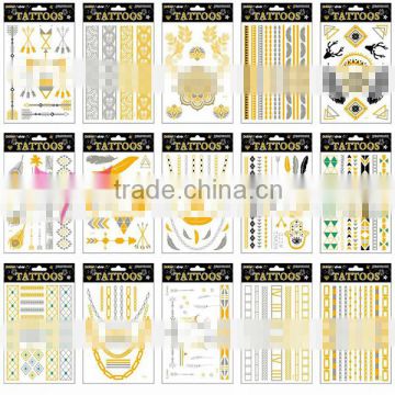 2015 wholesale metallic temporary tattoo with 42 designs