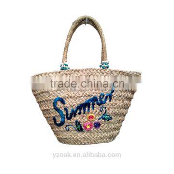 2015 OAK new design hand embroidery Straw bags