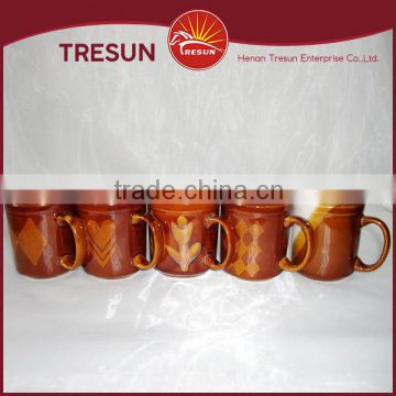 Wholesale brown color common straight shape ceramic zebra mug