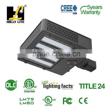 110V 347V 480V parking lot area warm cold white LED shoebox light shoe box DLC and ETL listed approved slip fitter