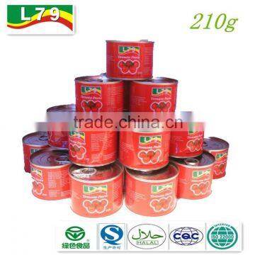 hot sell 210g canned tomato paste 28-30% brix