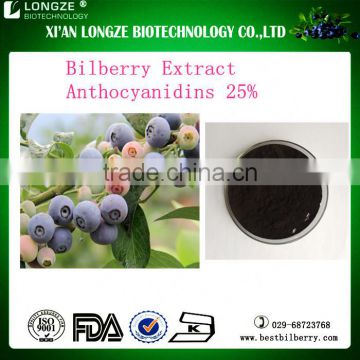 Anthocyanidins 25% from super quality european bilberry extract manufactuer factory supply bulk price