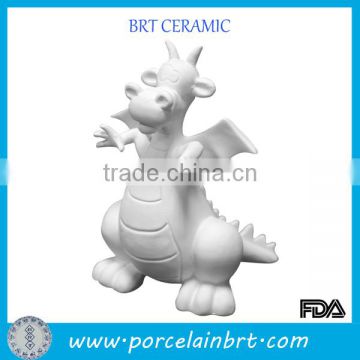 Cartoon dinosaur white unpainted ceramic bisque