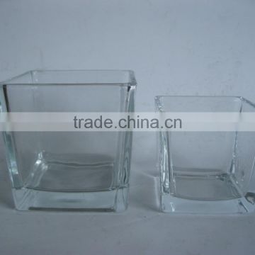 two size square of the glass candle holder