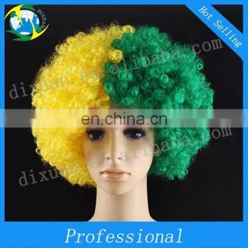 Yellow and Green Cheap Fan Synthetic Wig soccer Fans Wig