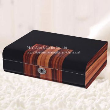 Luxury Good Quality High Gloss Zebra Veneer Blank Laser Engravable Wooden Keepsake Box with Lock and Key