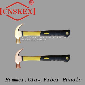 Safety non-spark explosion-proof tool explosion-proof wooden handle claw hammer is made of aluminum bronze and beryllium bronze