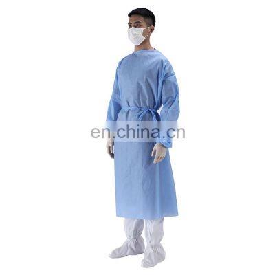 Best Price Disposable Isolation Gown With Back Tie Anti-static Blue Sms Gown For Hospital