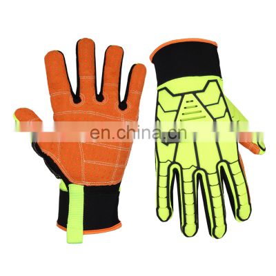 HANDLANDY Durable Anti Impact TPR back Anti Slip Silicone Palm Protective Safety Impact Gloves Mens Oil and Gas Glove