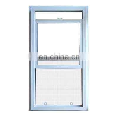 UPVC SINGLE HUNG WINDOW VERTICAL LIFTING WINDOW WITH GRILL DESIGN AND MOSQUITO NET