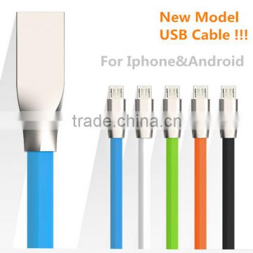 Customised Pantone Color Flat USB Data cable for Mobile phone Accessories