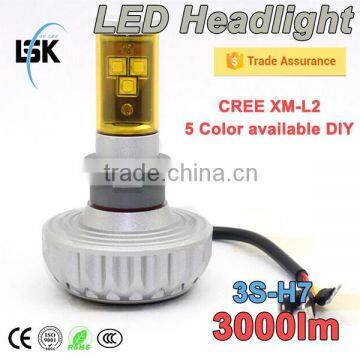 Factory wholesales 3000lm energy saving waterproof h7 fog light led 12v 5 color available