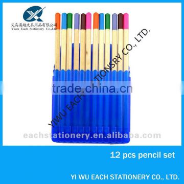 12 pcs color pencil with plastic pencil box stationery set
