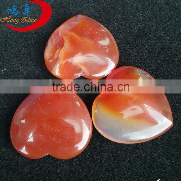 Hot sale 25mm red agate heart shape loose gemstone beads for jewelry pendants/charms