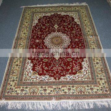 Hand knotted 4x6ft chinese persian red silk rug carpets