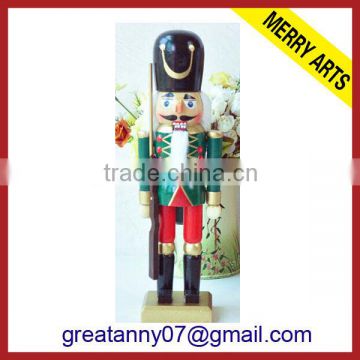 China supplier custom made 10" wooden soldier nutcracker toy