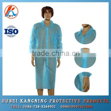Colourful nonwoven disposable medical lab coat with elastic cuff for adult