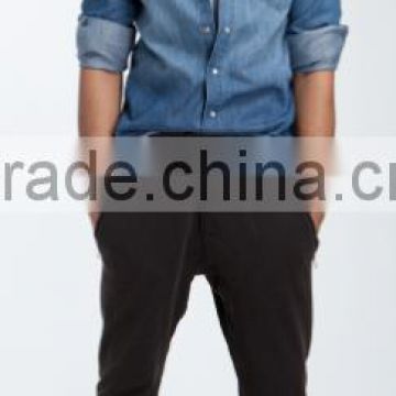 Men's Fashion Casual Denim Jeans Printed design Split Joint Shirts