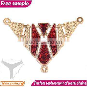 Triangel shape red clear acrylic gold women shoe TPU chains ornaments