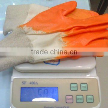 Heavy duty cotton knit gloves,safety cuff,blue/yellow nitrile coated, working gloves in CHINA