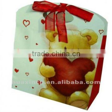 Full color printing paper gift bag with red gallon closure