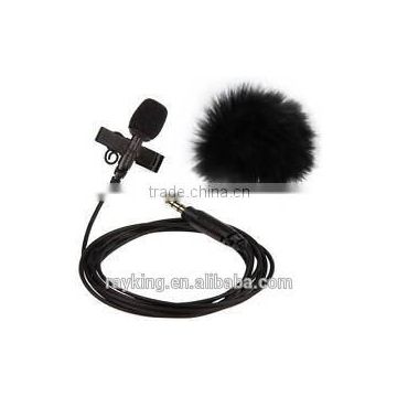 Laple mic 2M long cable with fuzzy high senstivity for intercom system and sports camera anti-wind noise