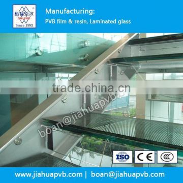 Clear thick 6.38mm Laminated glass with PVB film for glass stairs