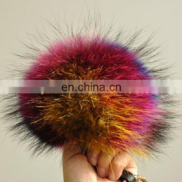 Top grade factory wholesale colorful fluffy real raccoon fur pom poms ball