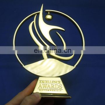 Very high quality gold plating polish custom trophy stands for excellence award