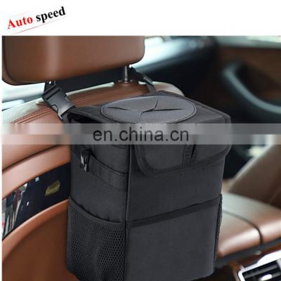 Car Trash Can with Lid and Storage Pockets,  Waterproof Car Garbage Can for Jeep Wrangler