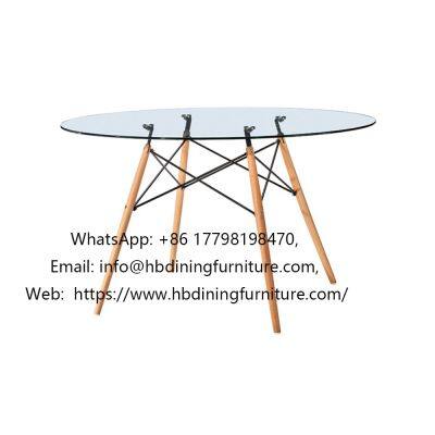 Glass Round Dining Table Triangular Legs