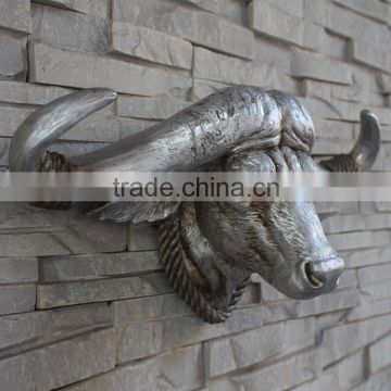Wall mounted resin cow garden ornament