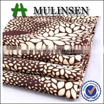Mulinsen Textile Woven Floral Printed Spandex Polyester Brown Satin Fabric