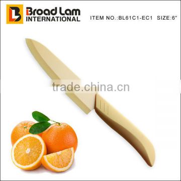 6" Khaki Color Ceramic Knife with Sharp Cutting Blade