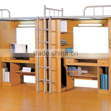 New design dormitory furniture metal student bunk bed with desk