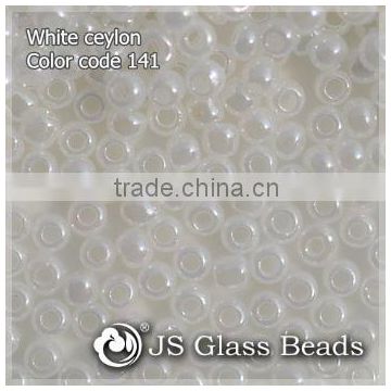 High Quality Fashion JS Glass Seed Beads - 141# 13/0 Ceylon White Opalescent Rocailles Beads For Garment & Jewelry